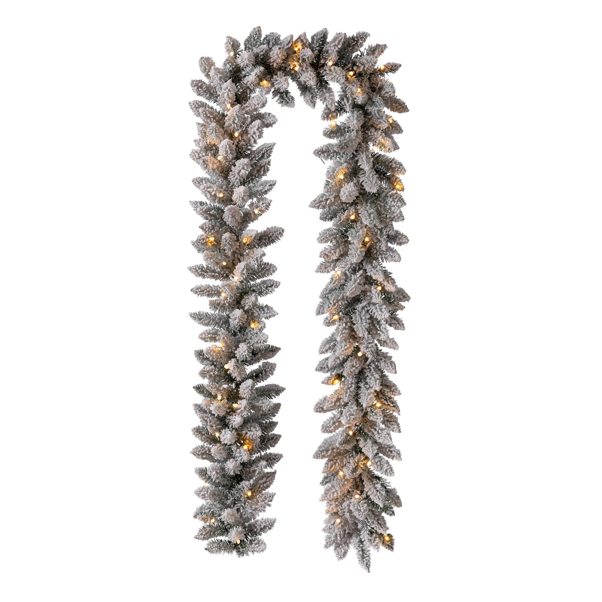Glitzhome® 9ft. LED Snow Flocked Christmas Garland